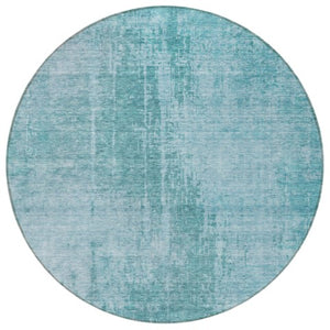 Homeroots 3' Aqua Teal Blue And Gray Abstract Washable Rug For Stylish Indoor And Outdoor Spaces, Durable Design 8' Round Polyester 587256