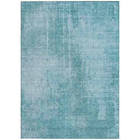 Homeroots 3' Aqua Teal Blue And Gray Abstract Washable Rug For Stylish Indoor And Outdoor Spaces, Durable Design 8' X 10' Polyester 587257