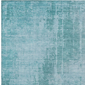 Homeroots 3' Aqua Teal Blue And Gray Abstract Washable Rug For Stylish Indoor And Outdoor Spaces, Durable Design 9' X 12' Polyester 587258