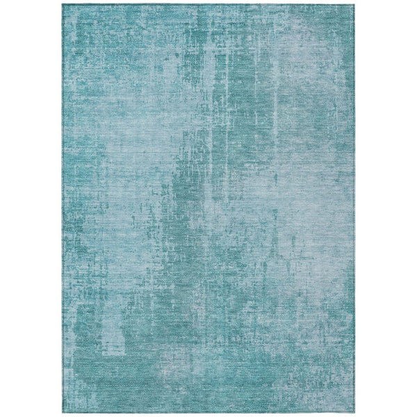 HomeRoots 5' Abstract Aqua Teal Blue and Gray Washable Area Rug for Stylish Indoor or Outdoor Spaces 10' X 14' 587259
