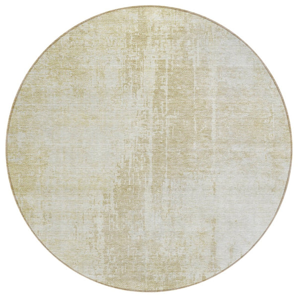 HomeRoots 5' Beige and Taupe Abstract Area Rug - Washable, Durable, Stylish for Indoor and Outdoor Spaces 8' Round 587262