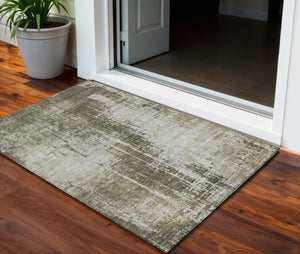 Homeroots 3' Aqua Teal Blue And Gray Abstract Washable Rug For Stylish Indoor And Outdoor Spaces, Durable Design 3' X 5' Polyester 587266