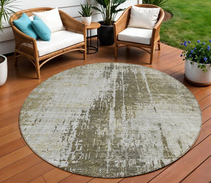 Homeroots 3' Aqua Teal Blue And Gray Abstract Washable Rug For Stylish Indoor And Outdoor Spaces, Durable Design 8' Round Polyester 587268