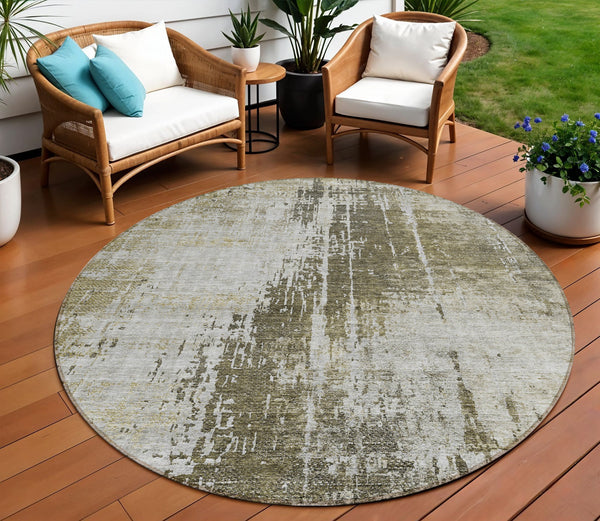Homeroots 3' Aqua Teal Blue And Gray Abstract Washable Rug For Stylish Indoor And Outdoor Spaces, Durable Design 8' Round Polyester 587268