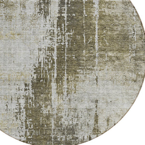 Homeroots 3' Aqua Teal Blue And Gray Abstract Washable Rug For Stylish Indoor And Outdoor Spaces, Durable Design 8' Round Polyester 587268