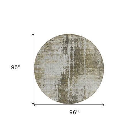 Homeroots 3' Aqua Teal Blue And Gray Abstract Washable Rug For Stylish Indoor And Outdoor Spaces, Durable Design 8' Round Polyester 587268