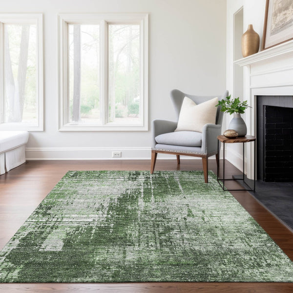 Homeroots 3' Aqua Teal Blue And Gray Abstract Washable Rug For Stylish Indoor And Outdoor Spaces, Durable Design 3' X 5' Polyester 587272