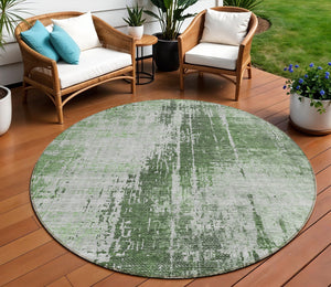 Homeroots 3' Aqua Teal Blue And Gray Abstract Washable Rug For Stylish Indoor And Outdoor Spaces, Durable Design 8' Round Polyester 587274