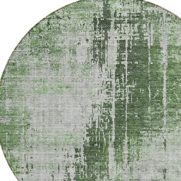 Homeroots 3' Aqua Teal Blue And Gray Abstract Washable Rug For Stylish Indoor And Outdoor Spaces, Durable Design 8' Round Polyester 587274