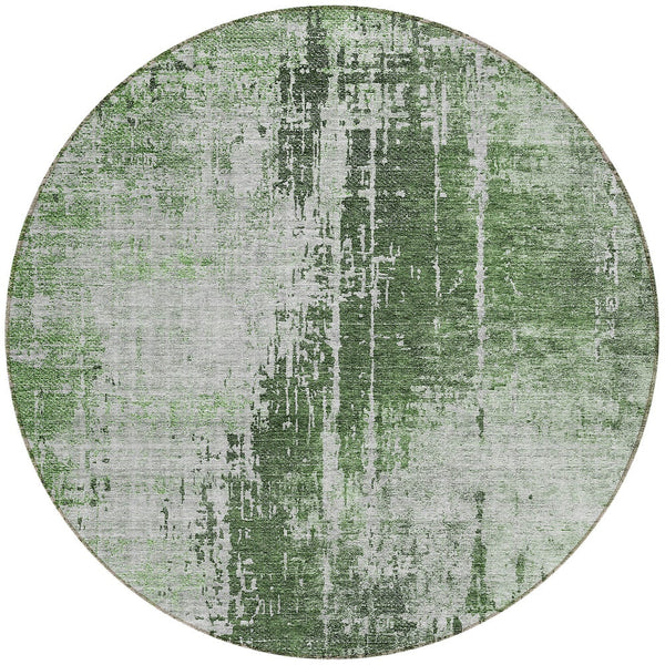 Homeroots 3' Aqua Teal Blue And Gray Abstract Washable Rug For Stylish Indoor And Outdoor Spaces, Durable Design 8' Round Polyester 587274