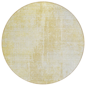 HomeRoots 5' Modern Gold Ivory Beige Abstract Washable Area Rug - Durable Indoor Outdoor Design for Versatile Spaces 8' Round 587280