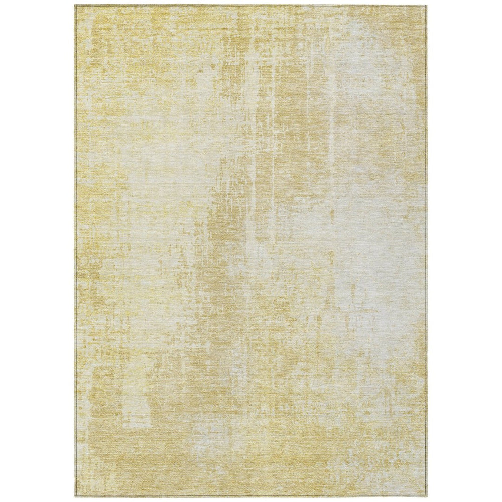 HomeRoots 9' Gold Ivory and Beige Abstract Washable Area Rug – Perfect for Indoor and Outdoor Spaces! 9' X 12' 587282