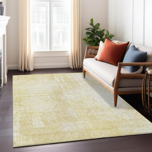 HomeRoots 5' Modern Gold Ivory Beige Abstract Washable Area Rug - Durable Indoor Outdoor Design for Versatile Spaces 10' X 14' 587283