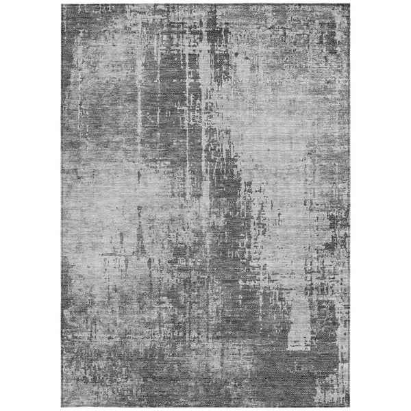Homeroots 3' Aqua Teal Blue And Gray Abstract Washable Rug For Stylish Indoor And Outdoor Spaces, Durable Design 5' X 8' Polyester 587285
