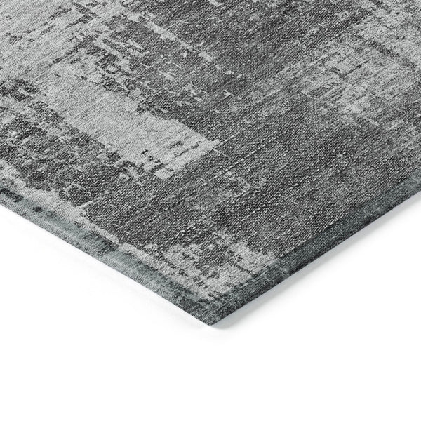 Homeroots 3' Aqua Teal Blue And Gray Abstract Washable Rug For Stylish Indoor And Outdoor Spaces, Durable Design 5' X 8' Polyester 587285