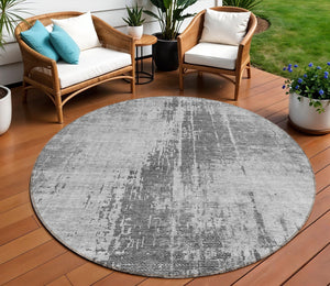 Homeroots 3' Aqua Teal Blue And Gray Abstract Washable Rug For Stylish Indoor And Outdoor Spaces, Durable Design 8' Round Polyester 587286