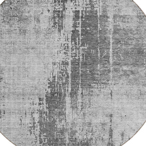 Homeroots 3' Aqua Teal Blue And Gray Abstract Washable Rug For Stylish Indoor And Outdoor Spaces, Durable Design 8' Round Polyester 587286