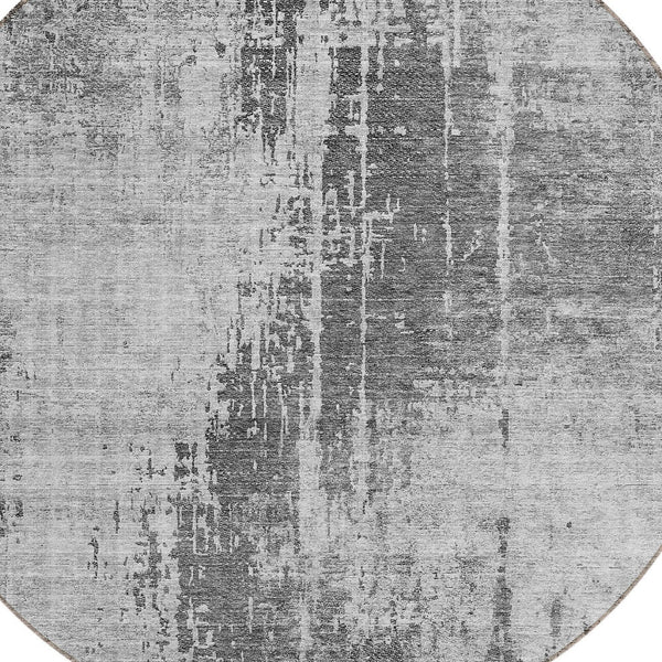 Homeroots 3' Aqua Teal Blue And Gray Abstract Washable Rug For Stylish Indoor And Outdoor Spaces, Durable Design 8' Round Polyester 587286