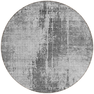 Homeroots 3' Aqua Teal Blue And Gray Abstract Washable Rug For Stylish Indoor And Outdoor Spaces, Durable Design 8' Round Polyester 587286