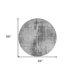 Homeroots 3' Aqua Teal Blue And Gray Abstract Washable Rug For Stylish Indoor And Outdoor Spaces, Durable Design 8' Round Polyester 587286