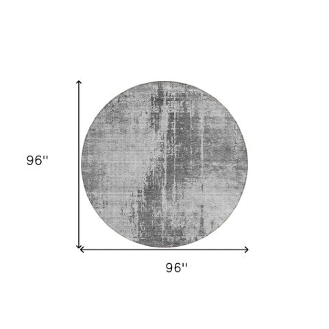 Homeroots 3' Aqua Teal Blue And Gray Abstract Washable Rug For Stylish Indoor And Outdoor Spaces, Durable Design 8' Round Polyester 587286