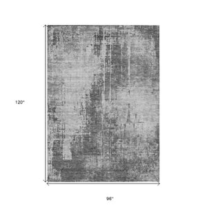 Homeroots 3' Aqua Teal Blue And Gray Abstract Washable Rug For Stylish Indoor And Outdoor Spaces, Durable Design 8' X 10' Polyester 587287