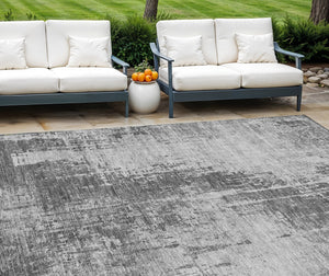 Homeroots 3' Aqua Teal Blue And Gray Abstract Washable Rug For Stylish Indoor And Outdoor Spaces, Durable Design 9' X 12' Polyester 587288