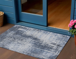 Homeroots 3' Aqua Teal Blue And Gray Abstract Washable Rug For Stylish Indoor And Outdoor Spaces, Durable Design 3' X 5' Polyester 587290