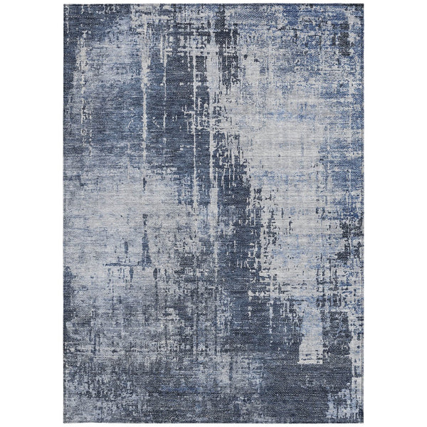 Homeroots 3' Aqua Teal Blue And Gray Abstract Washable Rug For Stylish Indoor And Outdoor Spaces, Durable Design 3' X 5' Polyester 587290