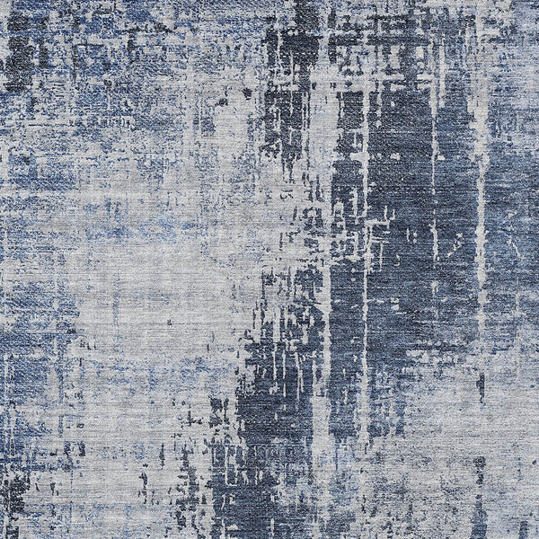 Homeroots 3' Aqua Teal Blue And Gray Abstract Washable Rug For Stylish Indoor And Outdoor Spaces, Durable Design 5' X 8' Polyester 587291