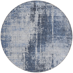Homeroots 3' Aqua Teal Blue And Gray Abstract Washable Rug For Stylish Indoor And Outdoor Spaces, Durable Design 8' Round Polyester 587292