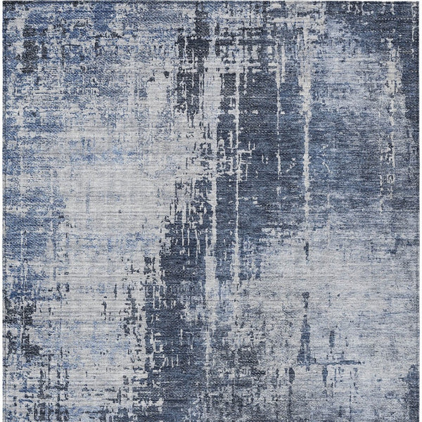 Homeroots 3' Aqua Teal Blue And Gray Abstract Washable Rug For Stylish Indoor And Outdoor Spaces, Durable Design 8' X 10' Polyester 587293
