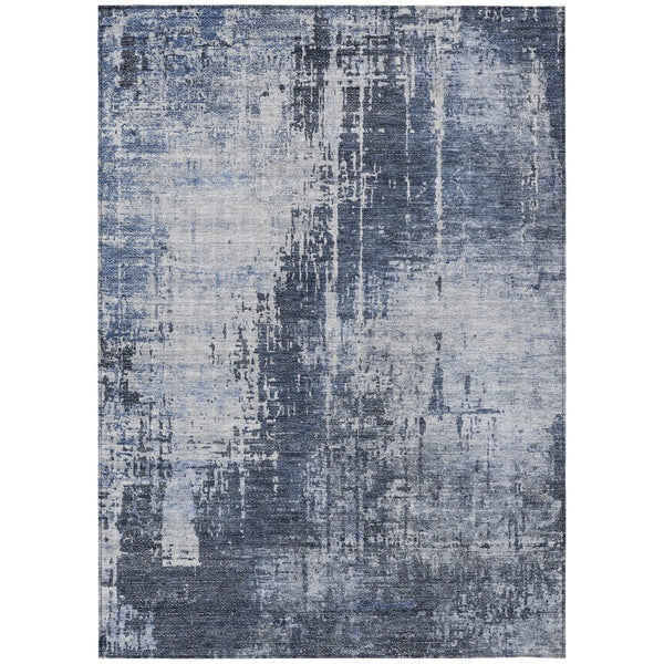 HomeRoots 9' Navy Blue and Sky Blue Abstract Area Rug – Durable, Washable for Indoor and Outdoor Spaces 9' X 12' 587294