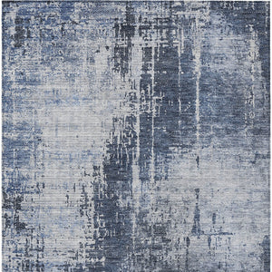 Homeroots 3' Aqua Teal Blue And Gray Abstract Washable Rug For Stylish Indoor And Outdoor Spaces, Durable Design 9' X 12' Polyester 587294