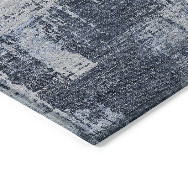 Homeroots 3' Aqua Teal Blue And Gray Abstract Washable Rug For Stylish Indoor And Outdoor Spaces, Durable Design 9' X 12' Polyester 587294
