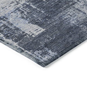 Homeroots 3' Aqua Teal Blue And Gray Abstract Washable Rug For Stylish Indoor And Outdoor Spaces, Durable Design 10' X 14' Polyester 587295