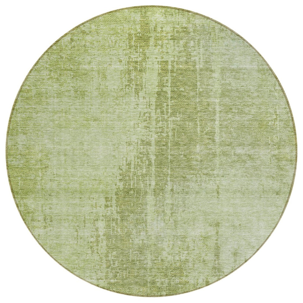 HomeRoots 5' Stylish Sage and Green Abstract Area Rug - Washable, Durable Design for Indoor and Outdoor Use 8' Round 587298