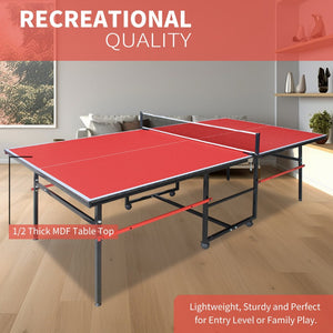 English Elm 8ft Foldable Ping Pong Table Aluminum Frame Complete Set for Game Room or Office W1408P418018