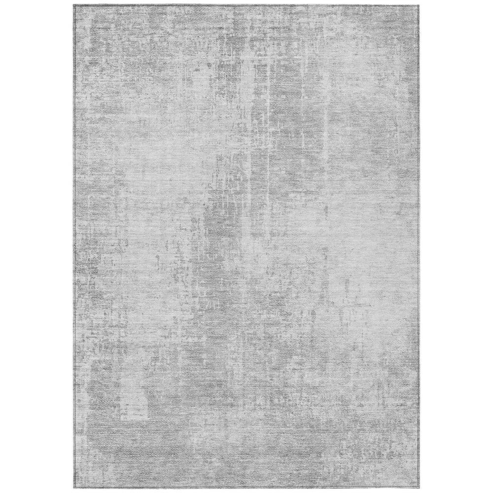 HomeRoots 5' Silver and Gray Abstract Area Rug - Stylish, Washable, Durable Indoor-Outdoor Design for Any Space 5' X 8' 587303
