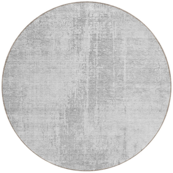 Homeroots 3' Aqua Teal Blue And Gray Abstract Washable Rug For Stylish Indoor And Outdoor Spaces, Durable Design 8' Round Polyester 587304