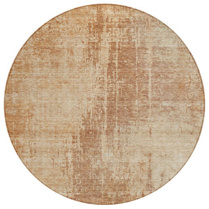 HomeRoots 5' Terra Cotta and Copper Abstract Washable Area Rug for Indoor and Outdoor Spaces, Stylish and Durable 8' Round 587310