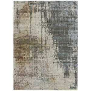 Homeroots 3' Stylish Abstract Beige Brown Gray Washable Area Rug For Indoor Outdoor Living Spaces 3' X 5' Polyester 587314