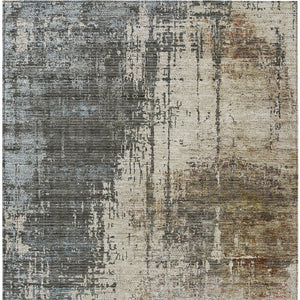 Homeroots 3' Stylish Abstract Beige Brown Gray Washable Area Rug For Indoor Outdoor Living Spaces 3' X 5' Polyester 587314