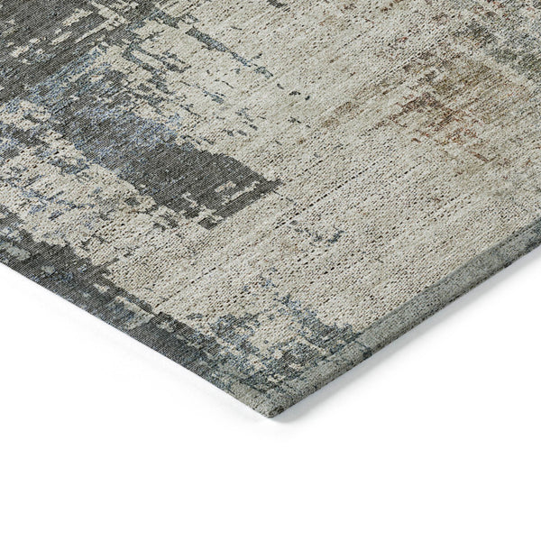 Homeroots 3' Stylish Abstract Beige Brown Gray Washable Area Rug For Indoor Outdoor Living Spaces 5' X 8' Polyester 587315