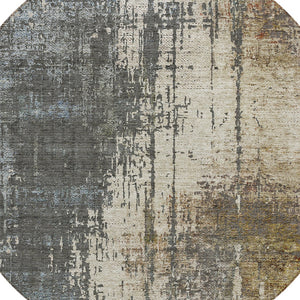 Homeroots 3' Stylish Abstract Beige Brown Gray Washable Area Rug For Indoor Outdoor Living Spaces 8' Round Polyester 587316