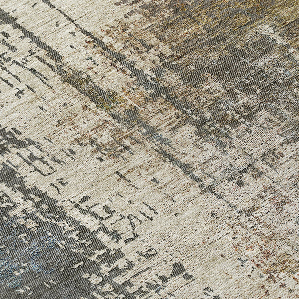 Homeroots 3' Stylish Abstract Beige Brown Gray Washable Area Rug For Indoor Outdoor Living Spaces 8' Round Polyester 587316