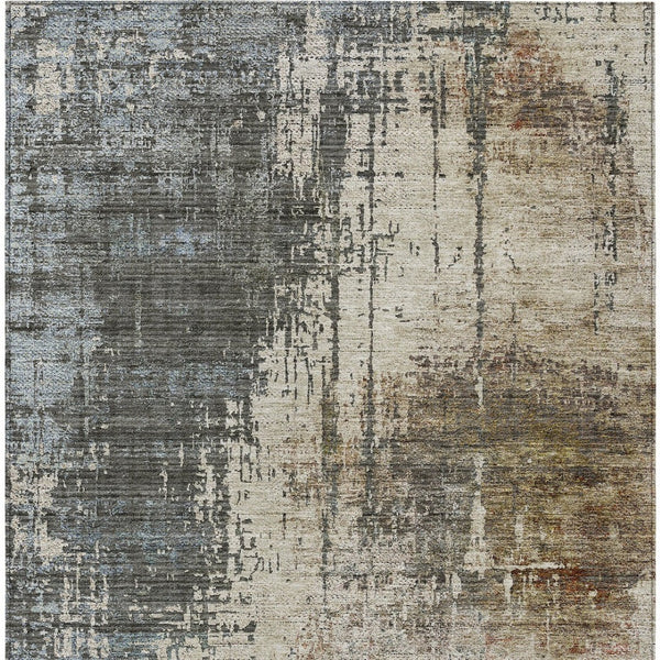 Homeroots 3' Stylish Abstract Beige Brown Gray Washable Area Rug For Indoor Outdoor Living Spaces 8' X 10' Polyester 587317