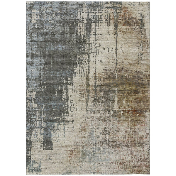 HomeRoots 5' Modern Abstract Area Rug in Beige, Brown, and Gray – Durable, Washable for Indoor & Outdoor Use 8' X 10' 587317