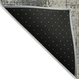 Homeroots 3' Stylish Abstract Beige Brown Gray Washable Area Rug For Indoor Outdoor Living Spaces 8' X 10' Polyester 587317