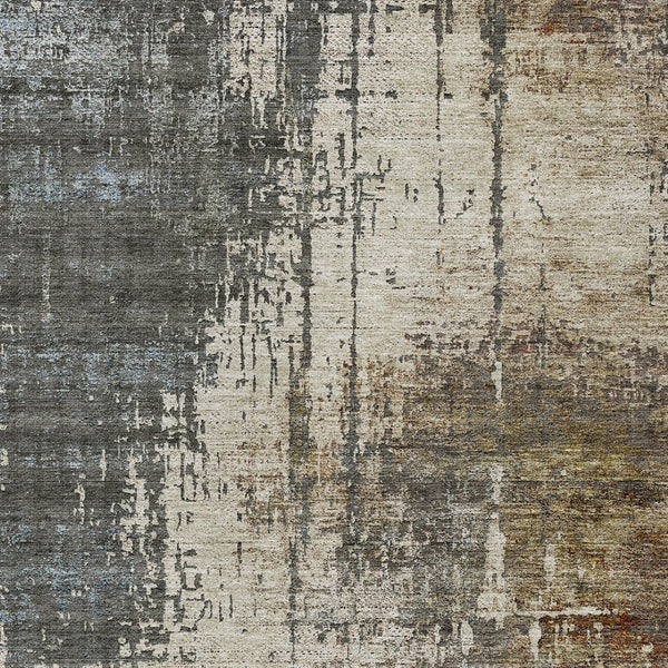 Homeroots 3' Stylish Abstract Beige Brown Gray Washable Area Rug For Indoor Outdoor Living Spaces 8' X 10' Polyester 587317
